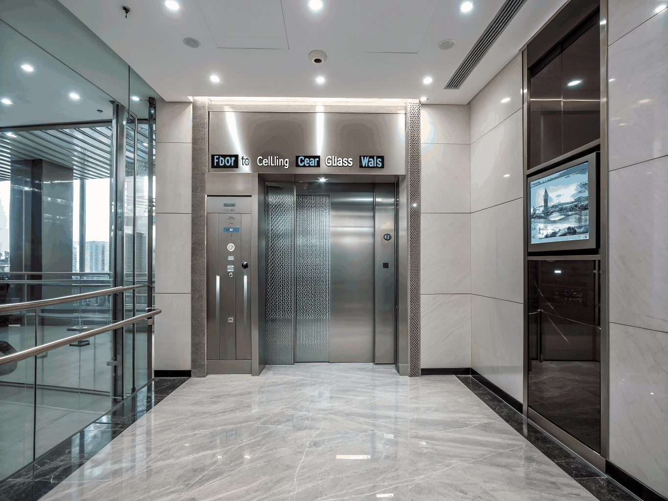 Modern commercial elevator installation in high-traffic building